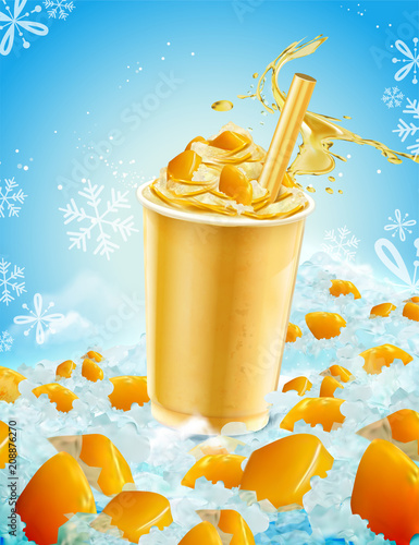 Mango ice shaved takeout cup