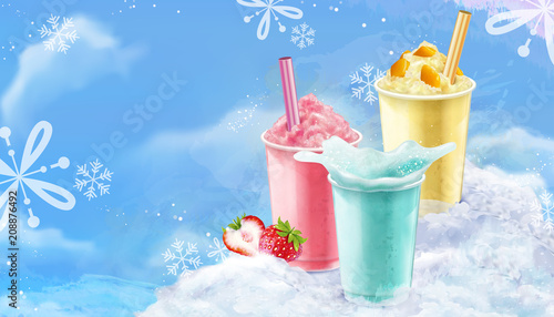 Summer ice shaved takeout cup