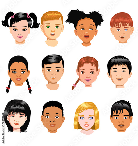 group of children face of different nationalities