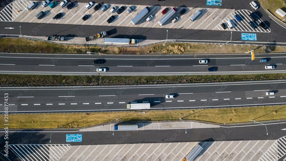 aerial view of highway parking area in japan aerial view of highway parking area in japan