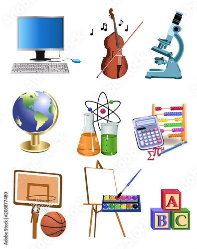 education and school subjects and objects icons