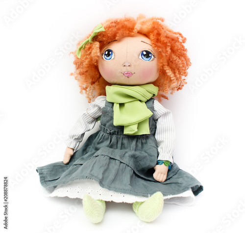 Rag doll toy isolated on white background