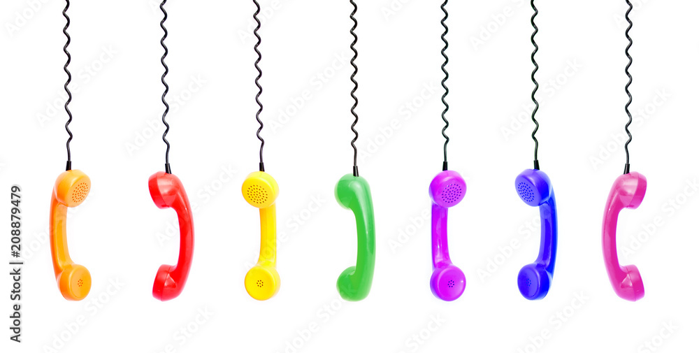 Colorful handsets isolated on white -Clipping Path Colorful handsets isolated on white -Clipping Path