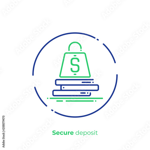 Line art pile of money. Finance cash deposit. Scalable vector icon in modern outline style. Lineart elements vector illustration.