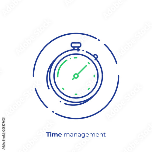 Finance timemanagement line art icon, business clocks vector art, outline digital turnaround time illustration