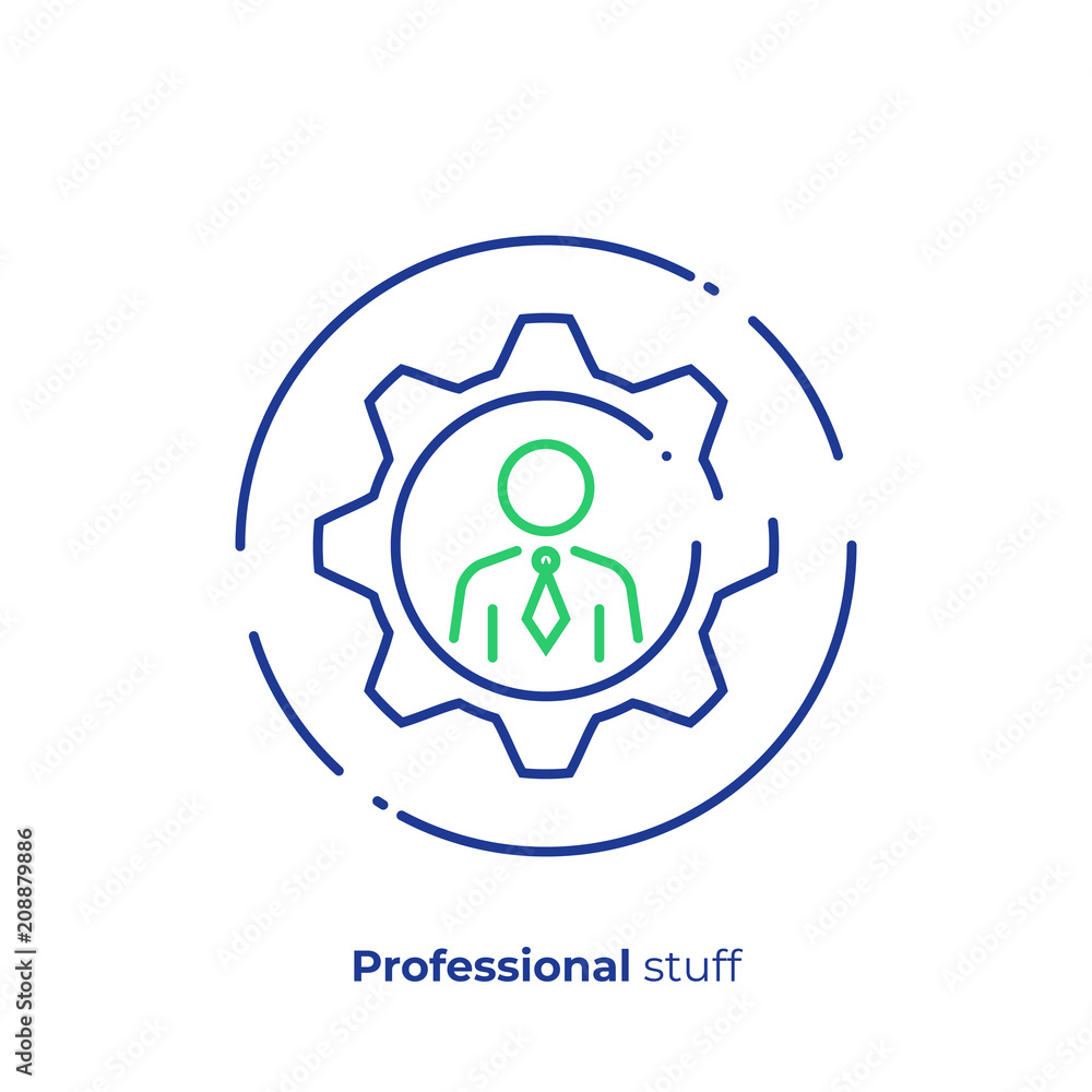 line art man in gear. Hiring. Team building. Scalable vector icon in modern lineart style. outline elements vector illustration. line art man in gear. Hiring. Team building. Scalable vector icon in modern lineart style. outline elements vector illustration.