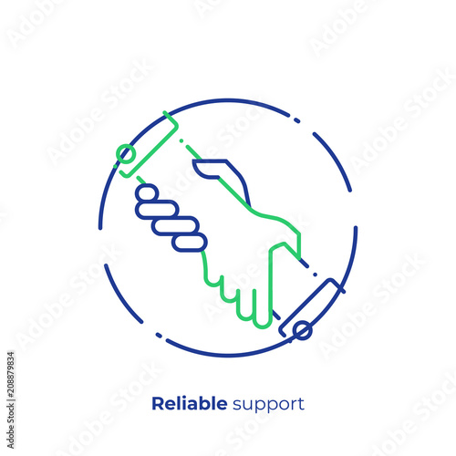 line art assistant hands. Team building. Scalable vector icon in modern lineart style. outline elements vector illustration.