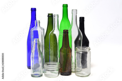 recycling glass on white background