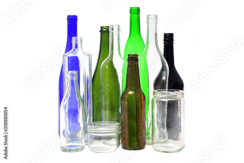 recycling glass on white background