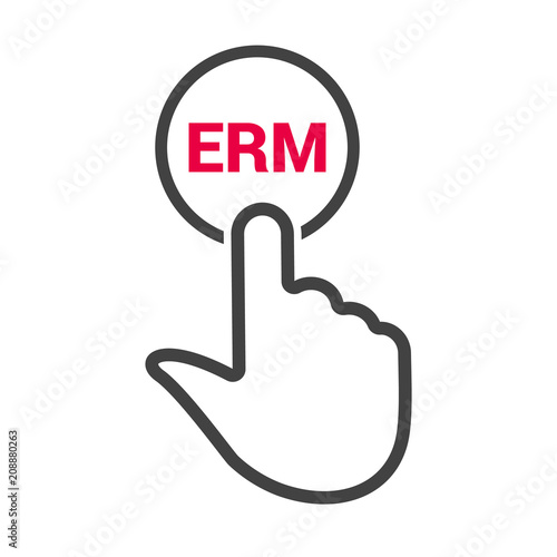 Hand presses the button with text "ERM"