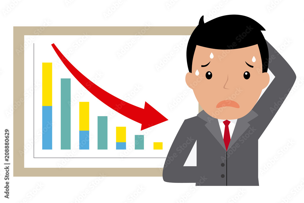 sad businessman for bad results graph. vector isolated sad businessman for bad results graph. vector isolated