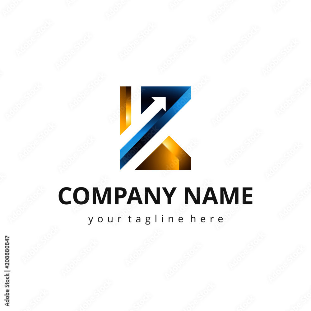 Abstract letter K combine with up arrow Abstract letter K combine with up arrow