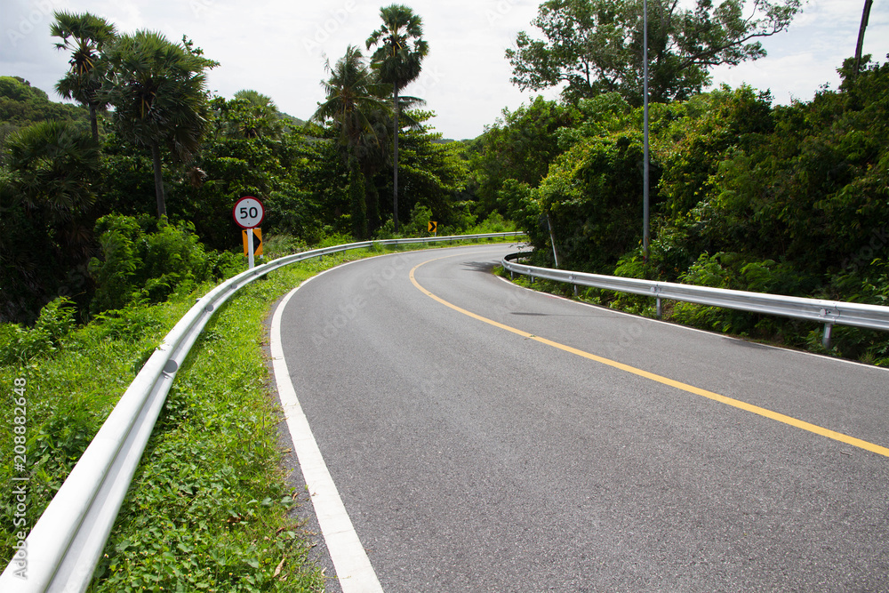 Fototapeta premium Highway curve in forest 