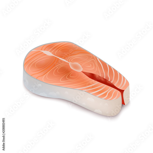 Realistic Detailed 3d Steak of Red Fish. Vector