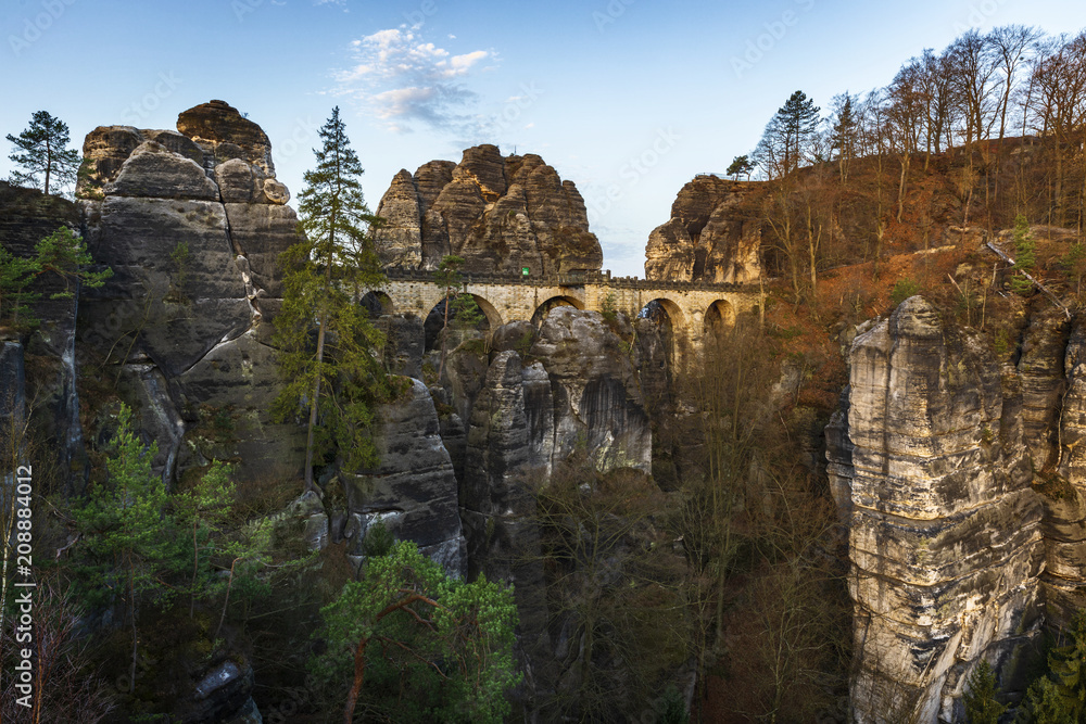 Bastei is the most famous rock formation in Saxon Switzerland, Germany