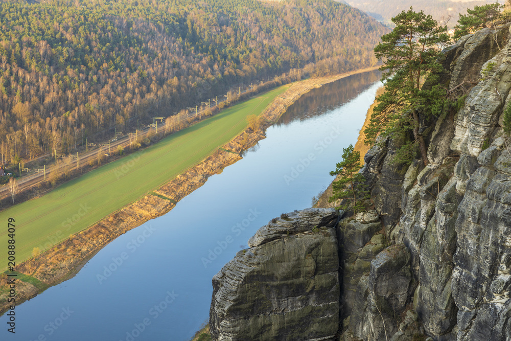 View from Bastei, the most famous rock formation in Saxon Switzerland, Germany