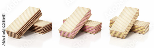 Quadro em tela Chocolate, banana and strawberry wafers. 3D illustration