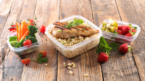 healthy meal in lunch box photo
