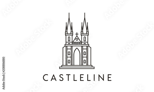 Minimalist Line Art European Medieval Castle Church Cathedral Palace Logo design inspiration