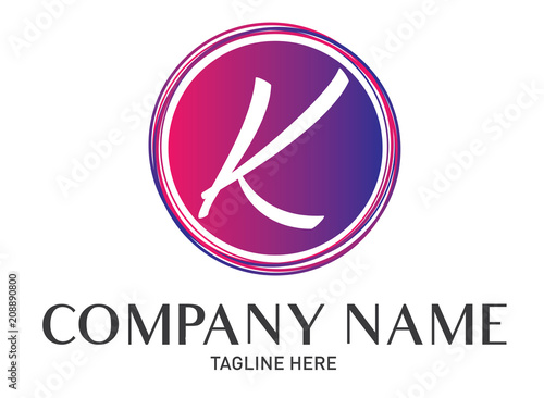 Round Letter K Logo Gradient Trendy Modern Template Design