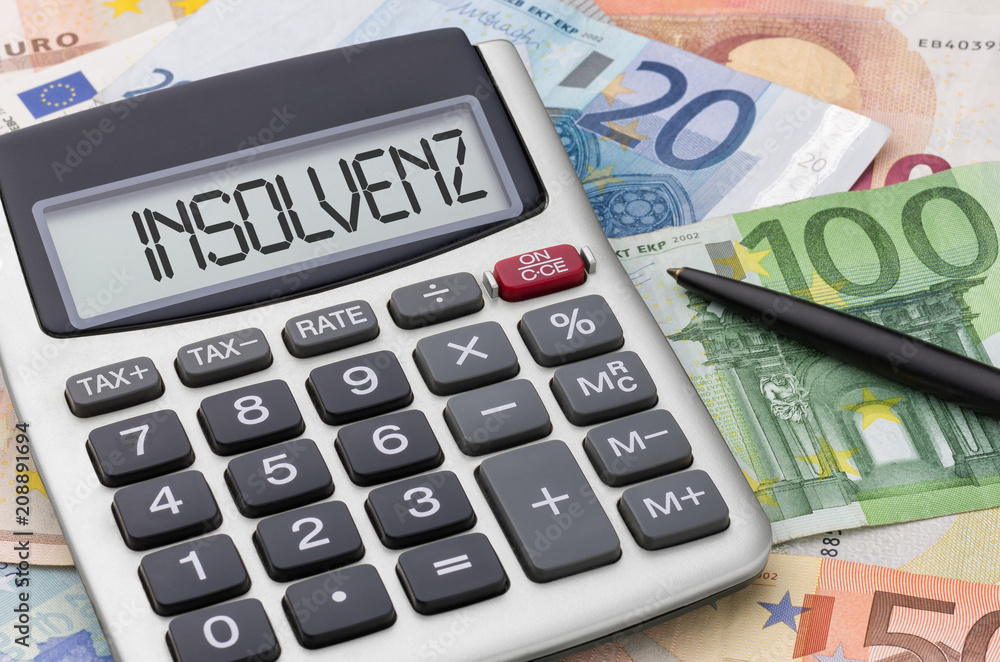 Taschenrechner mit Geldscheinen - Insolvenz Taschenrechner mit Geldscheinen - Insolvenz