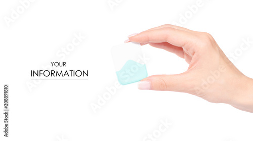 Film for a tooth X-ray in a hand pattern on a white background isolation