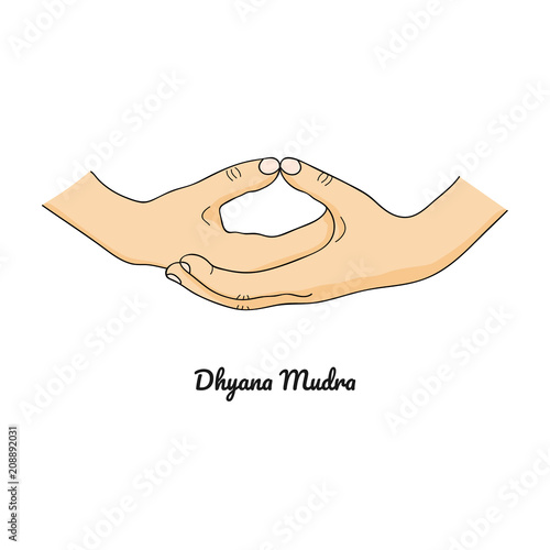 Dhyana Mudra / Gesture of Meditation. Vector.