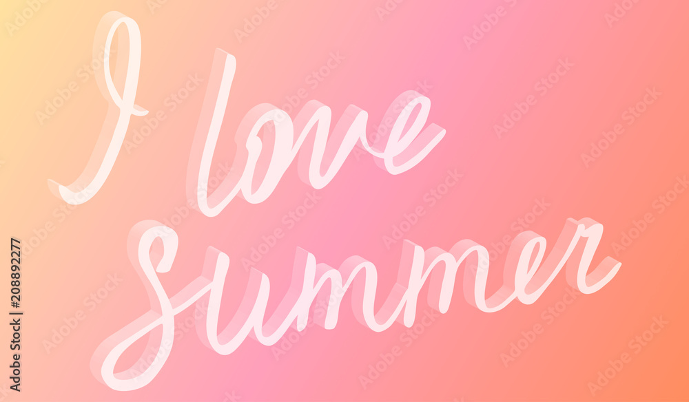 I love summer hand drawn brush lettering with 3d effect. Hand written calligraphy style.