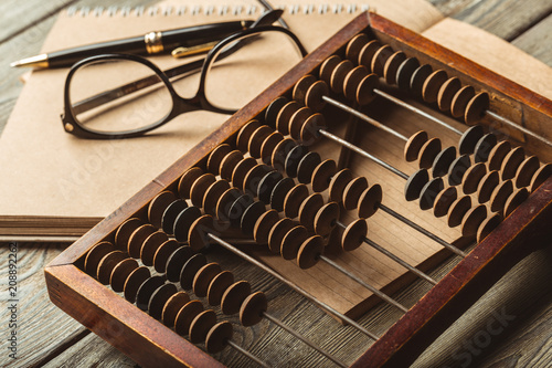 Vintage abacus close up photo