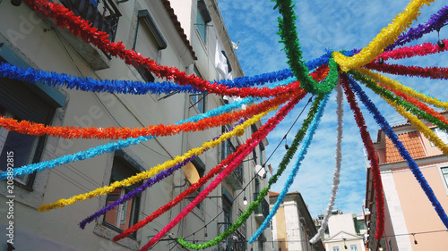 Lisbon street decoration for popular parties.