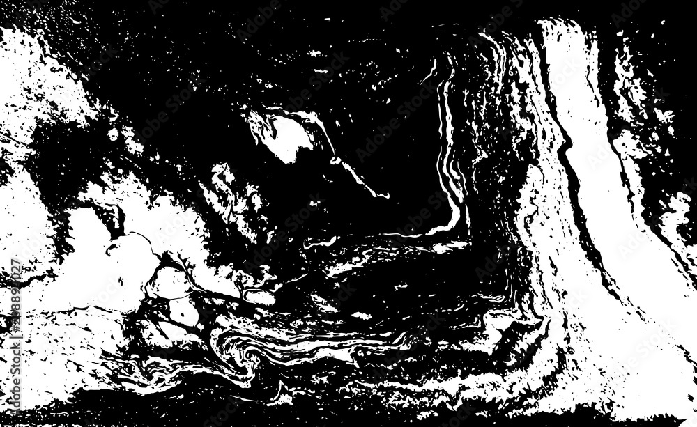 Naklejka premium Czarno-biała ciekła tekstura. Ręcznie rysowane marmurkowatych ilustracji. Streszczenie tło wektor. Monochromatyczny wzór marmuru.