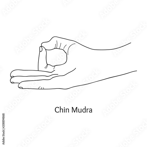 Chin Mudra / Gesture of Consciousness. Vector.