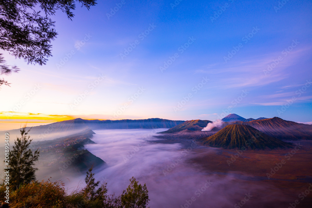 Mount Bromo with mist and fog