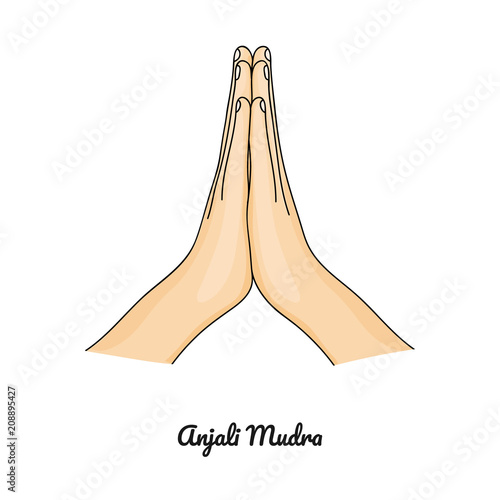 Anjali Mudra / Gesture of Reverence. Vector.