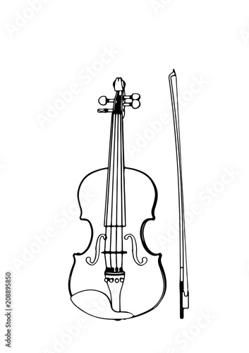 sketch of violin with bow vector