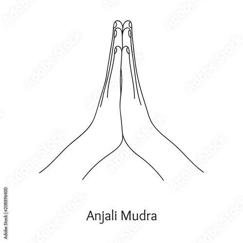 Anjali Mudra / Gesture of Reverence. Vector.