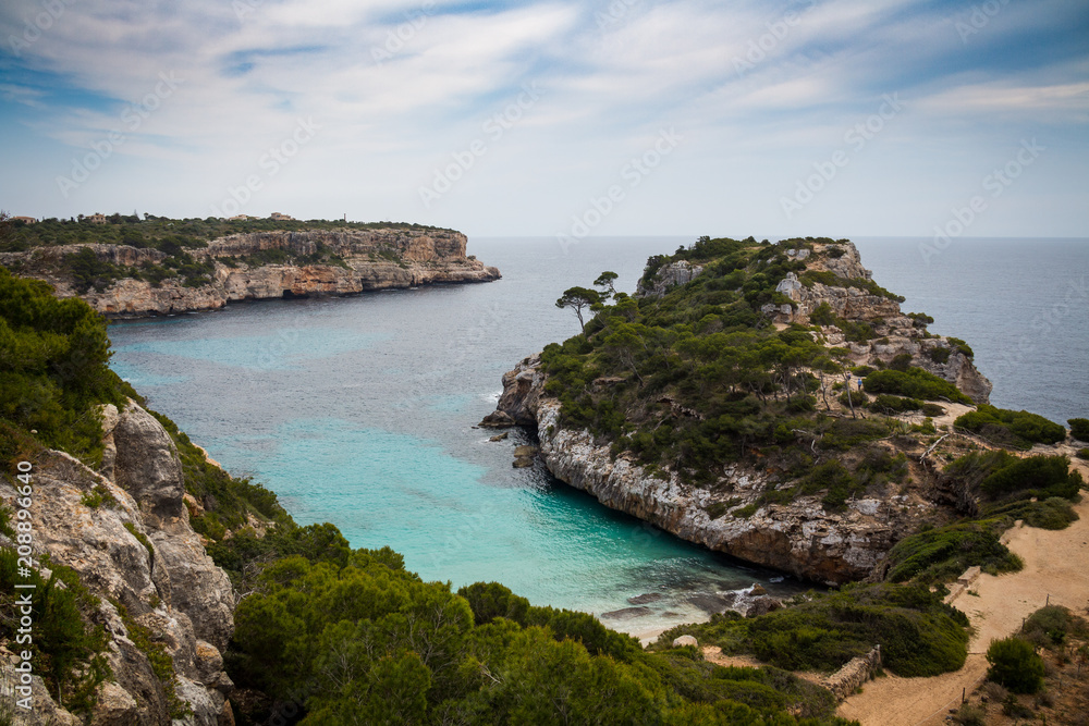 Mallorca, Spain; March 17, 2018: Views of the cove of the Moor of Mallorca