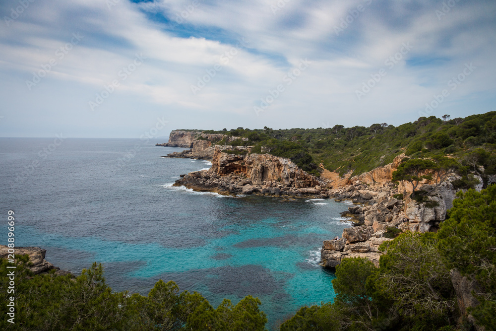 Mallorca, Spain; March 17, 2018: views of paradisiacal coves of Mallorca