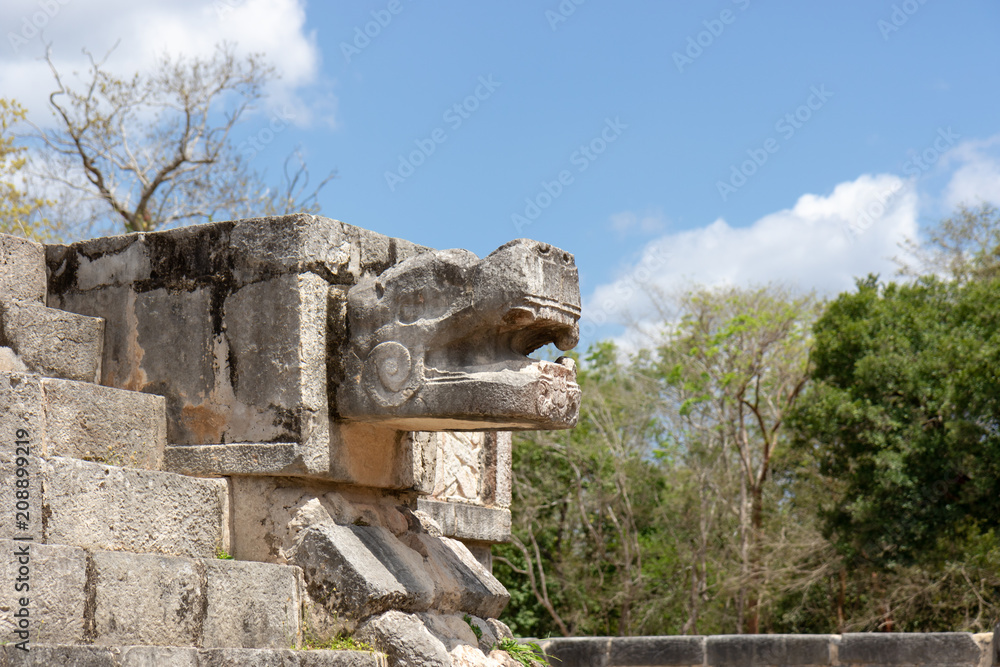 Holy Snake - Cuculcan, Chichen Itza, one of the most famous Mayan cities. Mexico, Chichen Itzá, Yucatán.