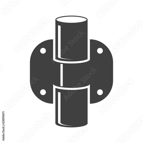 Icon of pipe fastening to vertical and horizontal surfaces. Vector on white background.