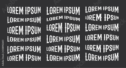 Lorem ipsum vector logo design element template, distorted text, retro serif font on black background.
