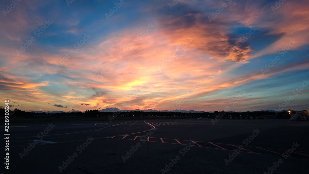 Sunset from Airfield Malpensa Italy 