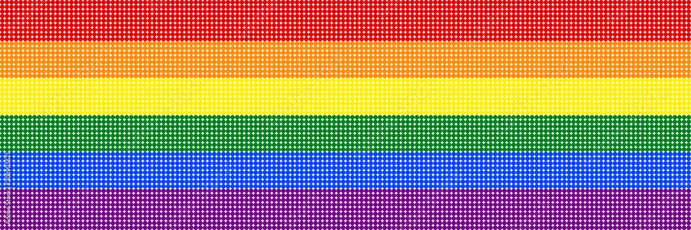 Rainbow banner of colorful dots texture on transparent (white) background. Colors of LGBT pride flag, symbol of lesbian, gay, bisexual, transgender, and questioning (LGBTQ). Vector illustration, EPS10 Rainbow banner of colorful dots texture on transparent (white) background. Colors of LGBT pride flag, symbol of lesbian, gay, bisexual, transgender, and questioning (LGBTQ). Vector illustration, EPS10