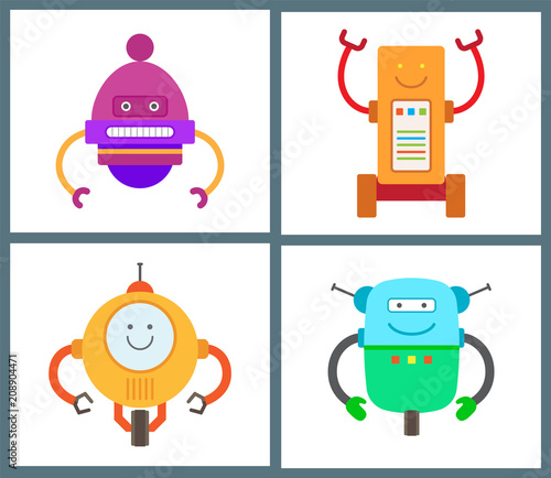 Robots Collection of Types Vector Illustration