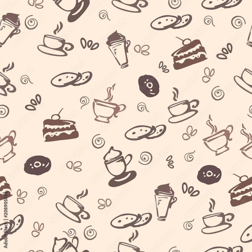 Seamless pattern with coffe