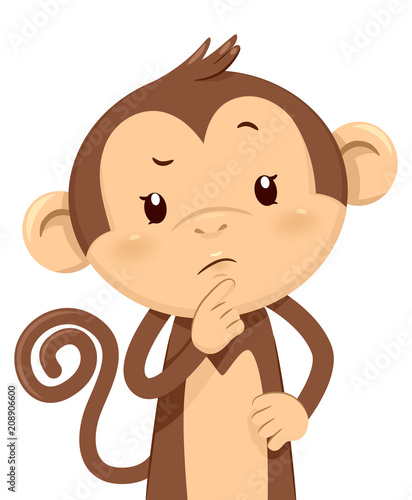 Monkey Thinking Illustration