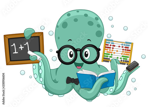 Octopus Math Teacher Illustration
