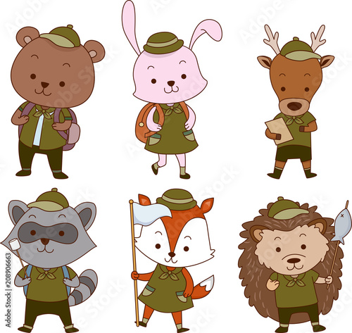 Woodland Animals Scouts Illustration