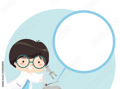 Kid Boy Microscope Zoom In Illustration