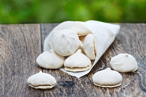 Wallpaper Mural Crispy meringue on a wooden background. Torontodigital.ca